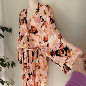 2 Piece BILLABONG Set Head over Heels Beach Robe Kimono & Swimsuit Size Small